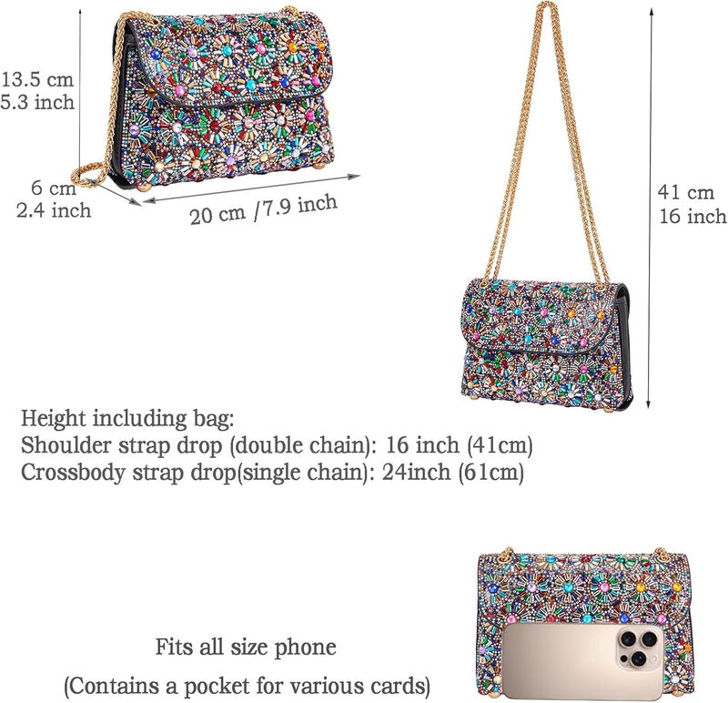 BBTT.ful Shoulder Bags Crossbody Bag Purses Handbags Crystals Rhinestone Evening Bag for Women Clutch Purse with Chain - Image 4